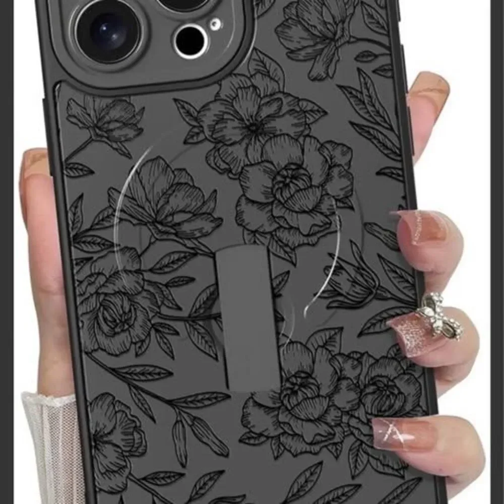 Floral MagSafe iPhone Pro Case with Kickstand MZELQ for iPhone 15 Pro Case Silic